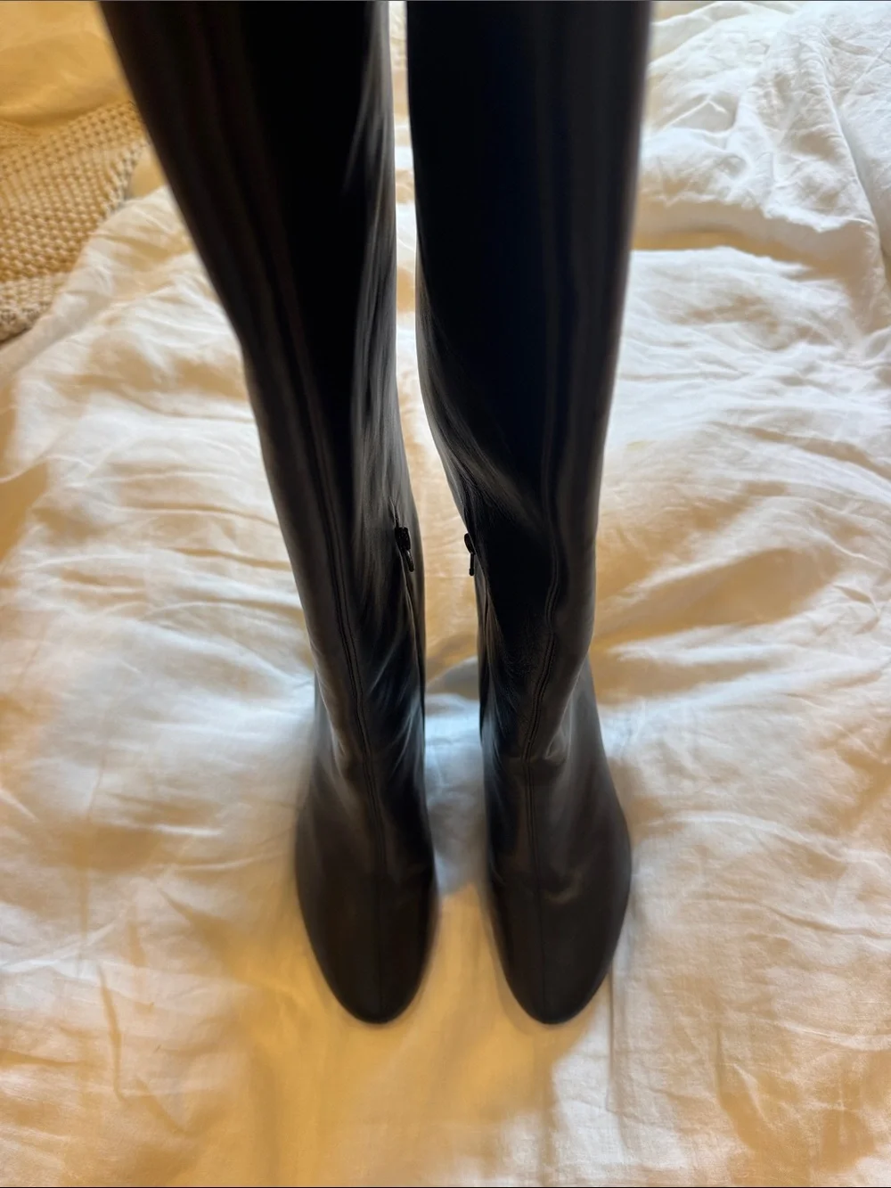 Sezane Black Over-the-Knee Block Heel Boots